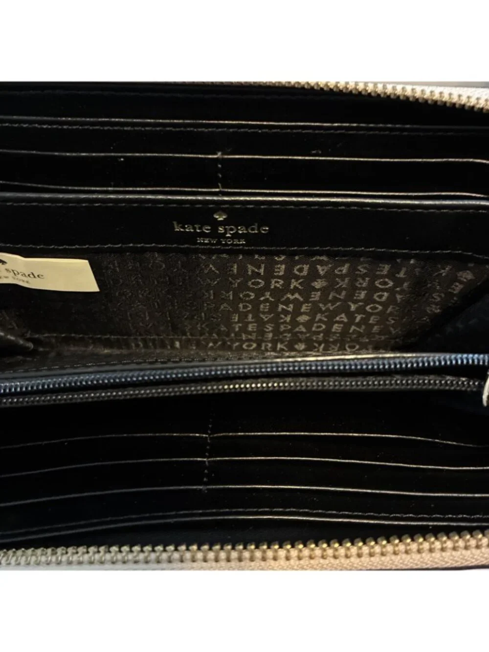 Kate Spade Black And Tan Leather Large Wallet